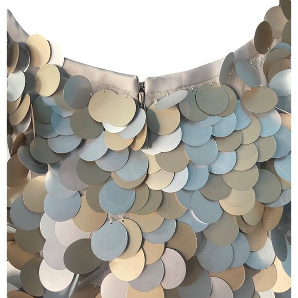 Lafayette 148 New York Paillette Sequin Shift Dress Mixed-Metal Metallic Large - Picture 12 of 16